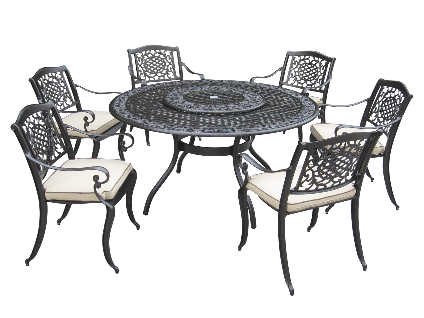 6 SEATER HAMMERED BRONZE CAST ALUMINIUM TABLE AND CHAIRS OUTDOOR FURNITURE