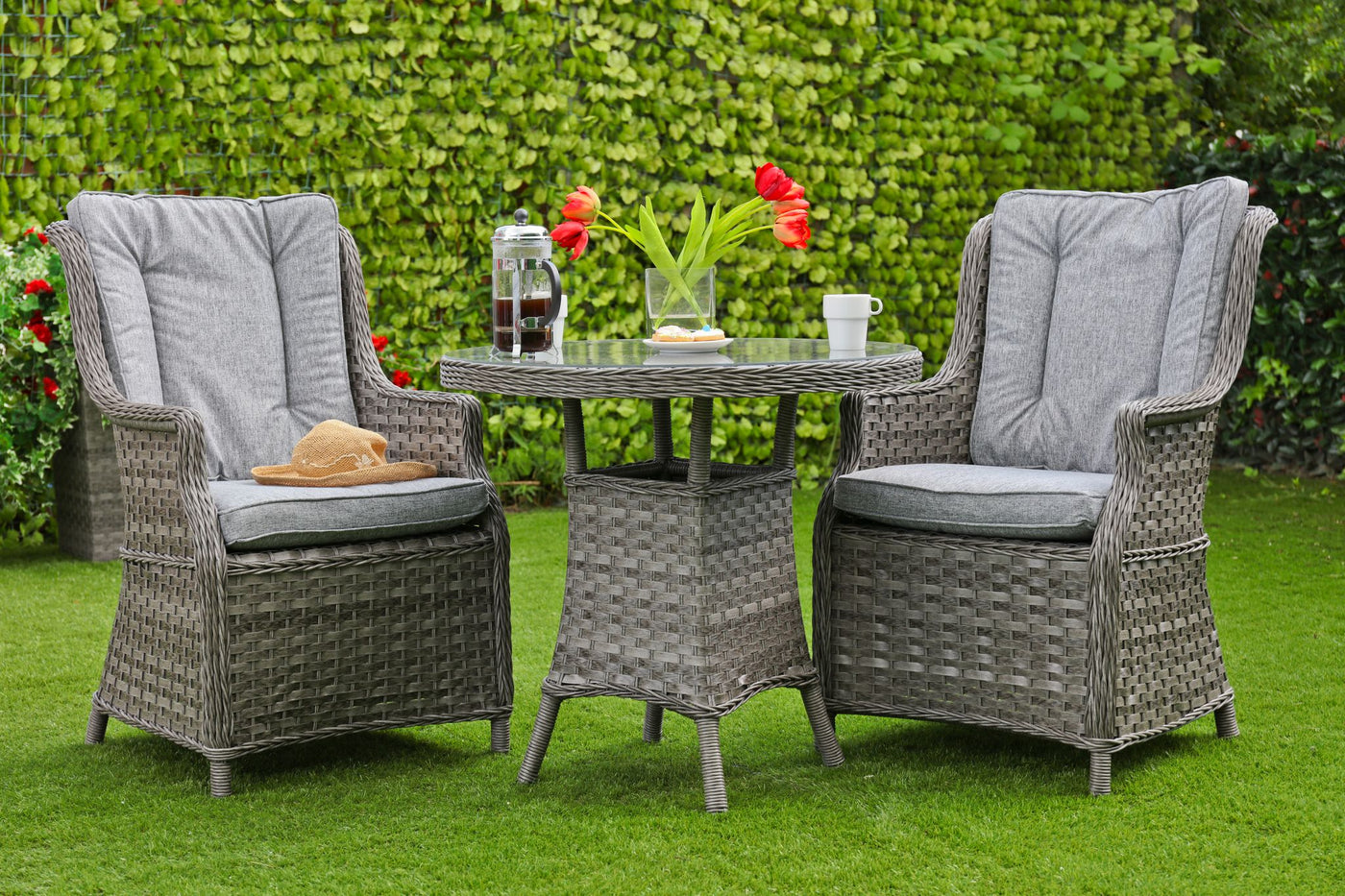 AMALFI BISTRO SET - DARK GREY OUTDOOR FURNITURE