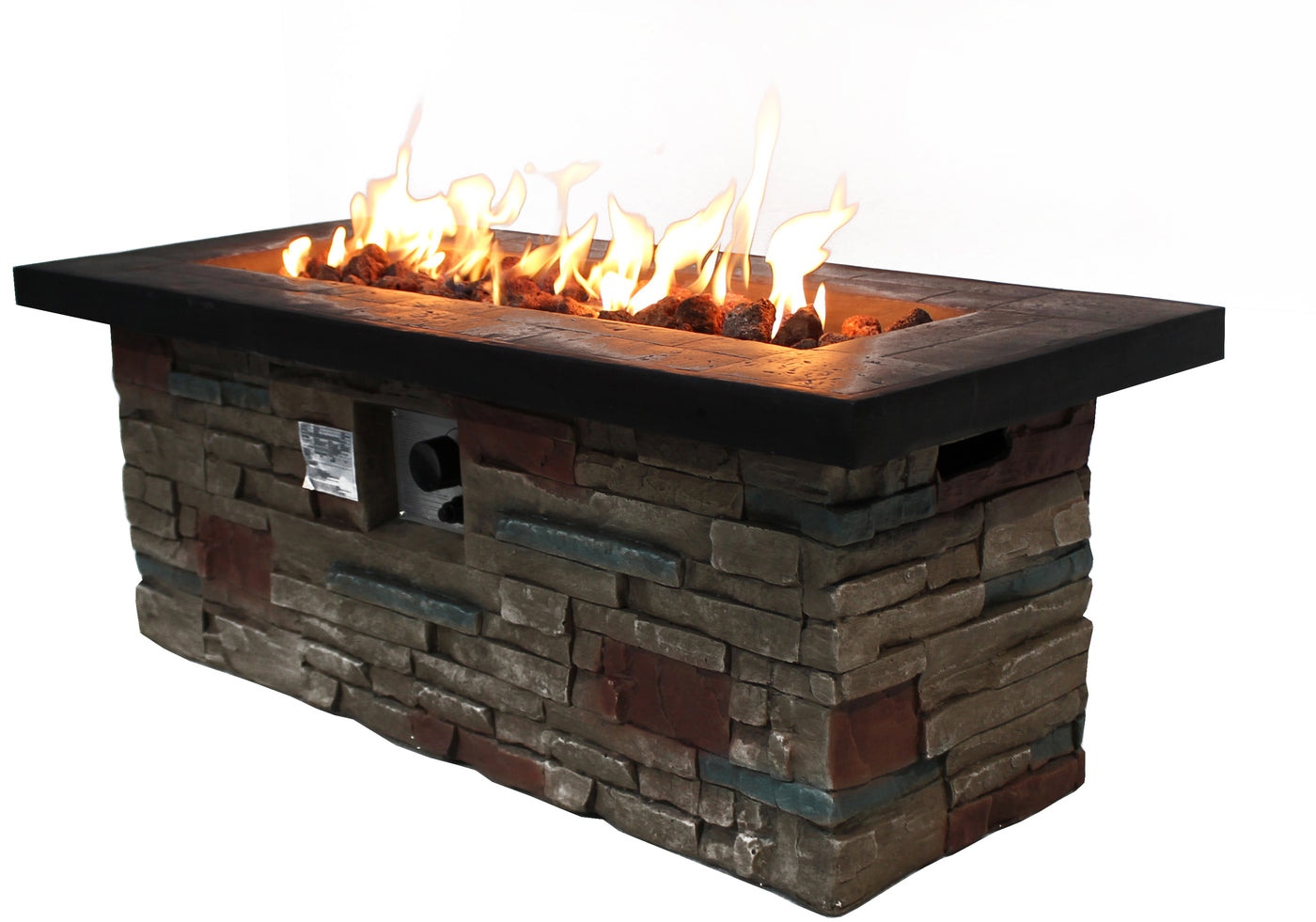 BRICK EFFECT RECTANGULAR GAS FIRE PIT W/GAS BOTTLE COVER - OUTDOOR FURNITURE